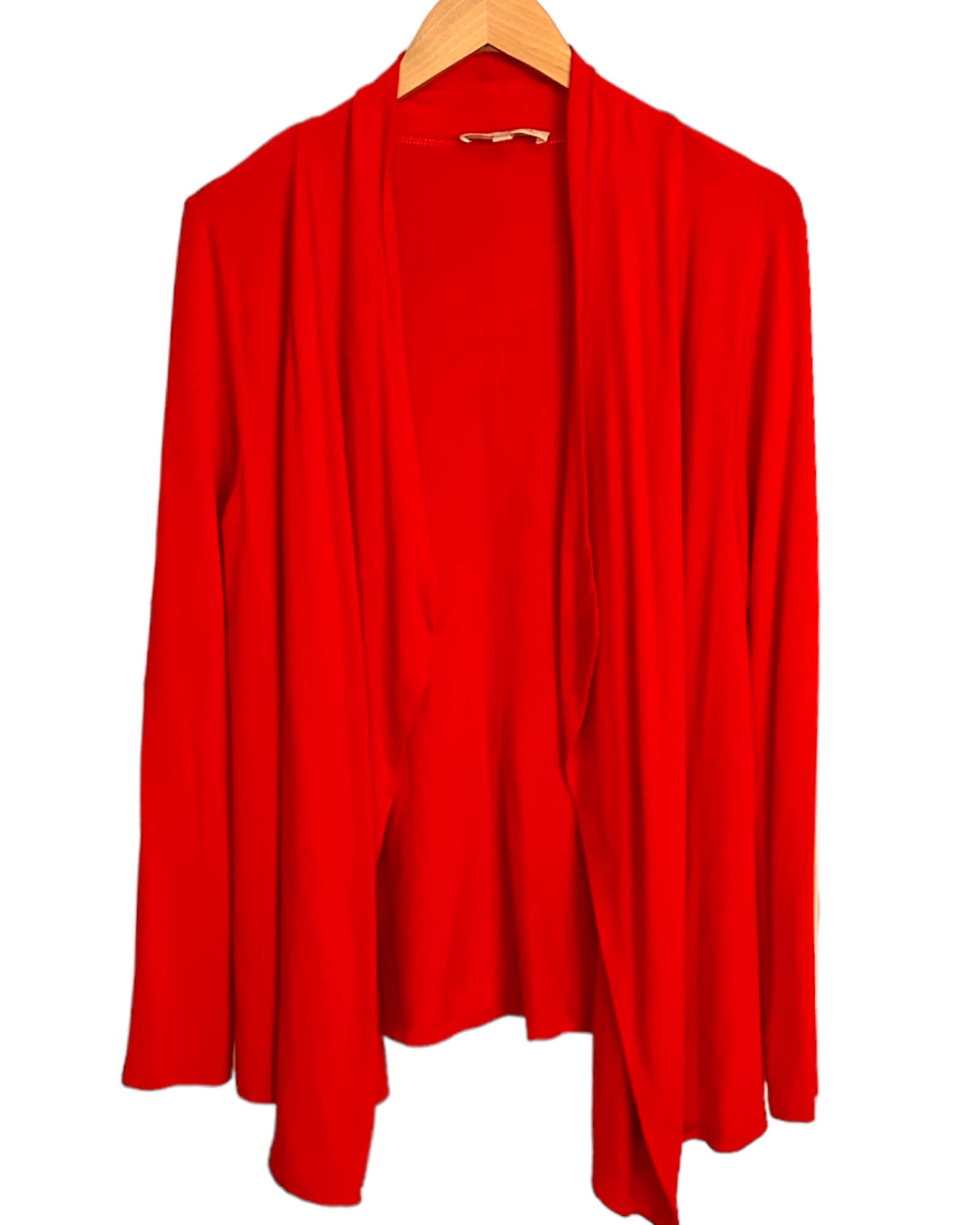 Bright Winter PHILOSOPHY poinsettia red jersey knit open cardigan