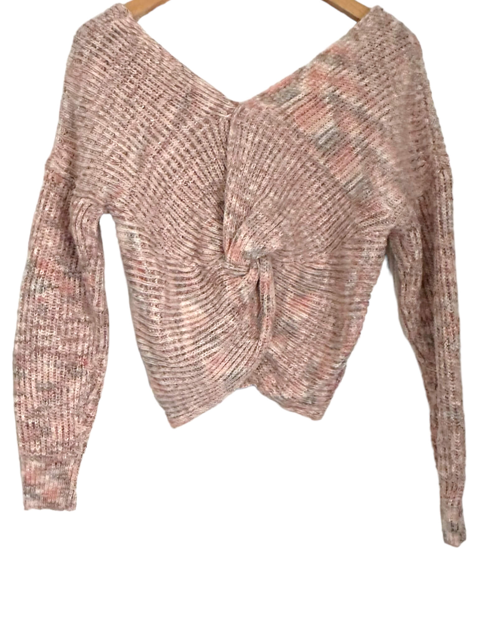 Soft Autumn AMERICAN RAG pink and gray marle twist back sweater