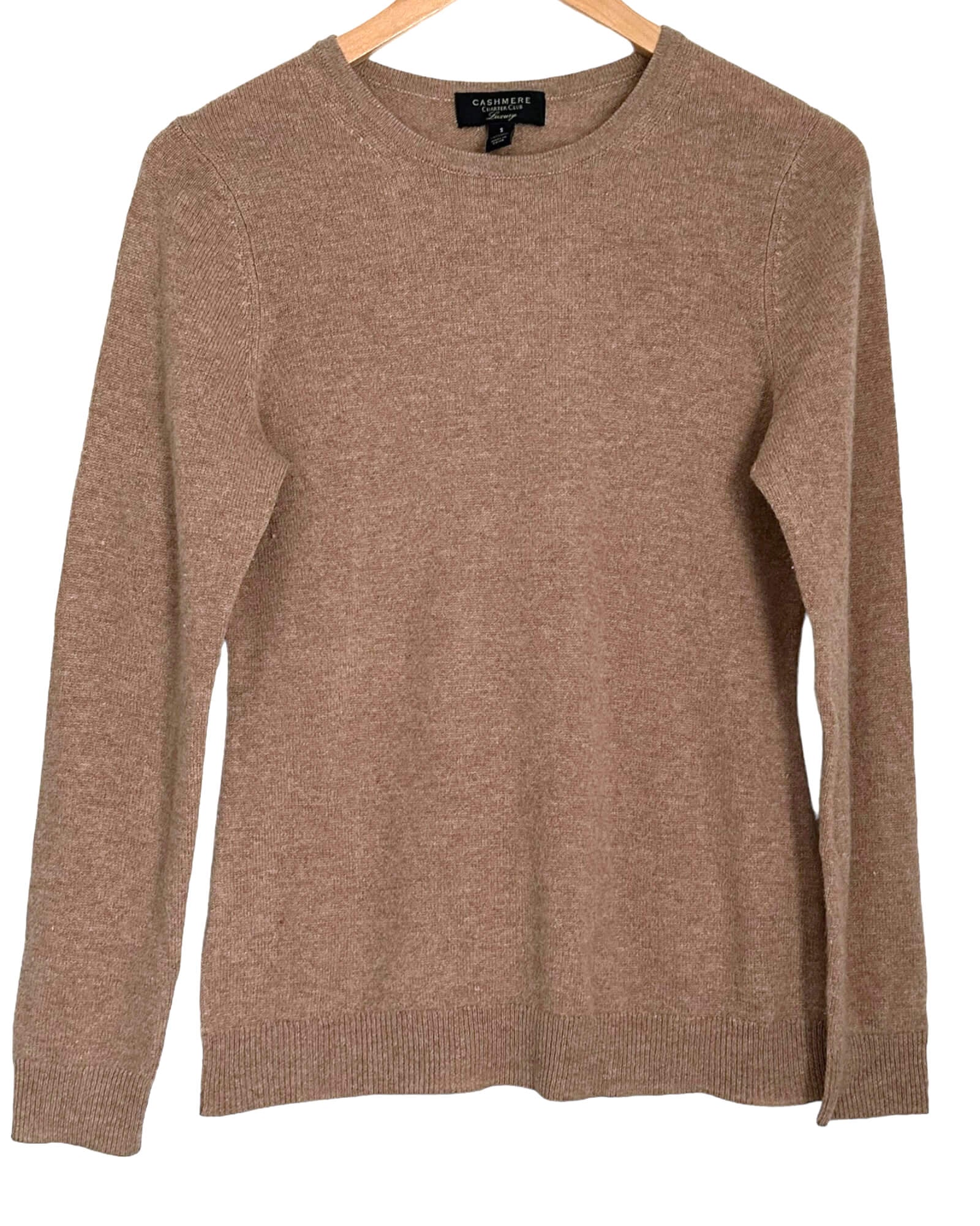 Soft Autumn CHARTER CLUB sandhill tan cashmere crewneck sweater