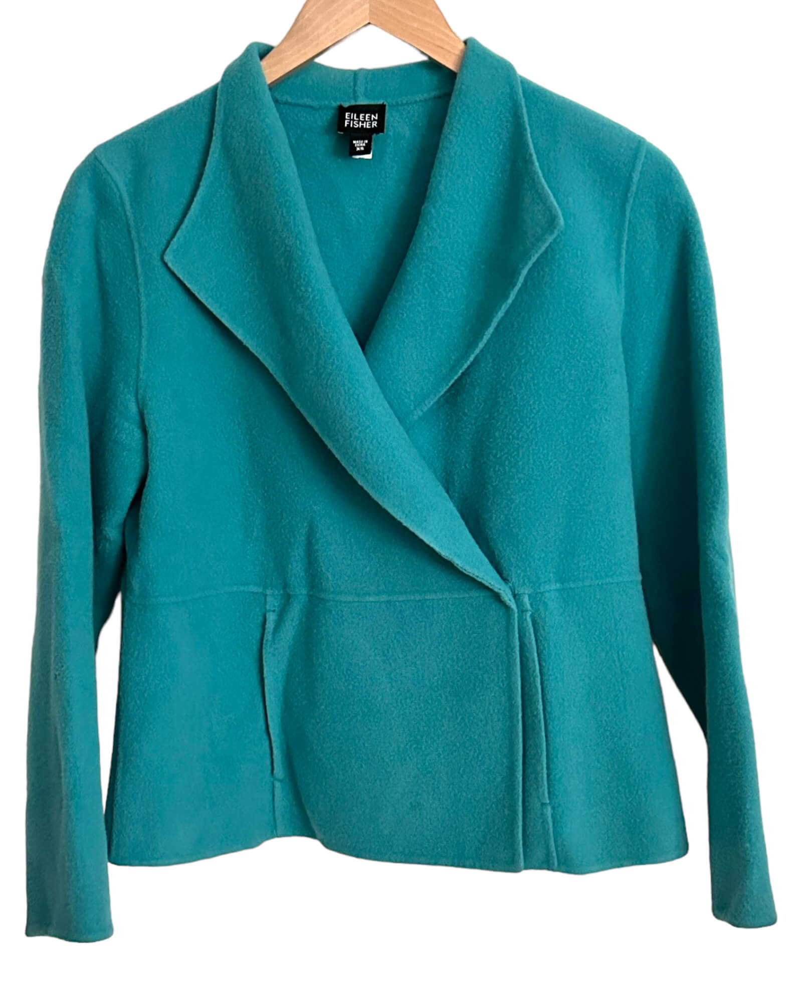 Soft Autumn EILEEN FISHER cashmere wool turquoise jacket