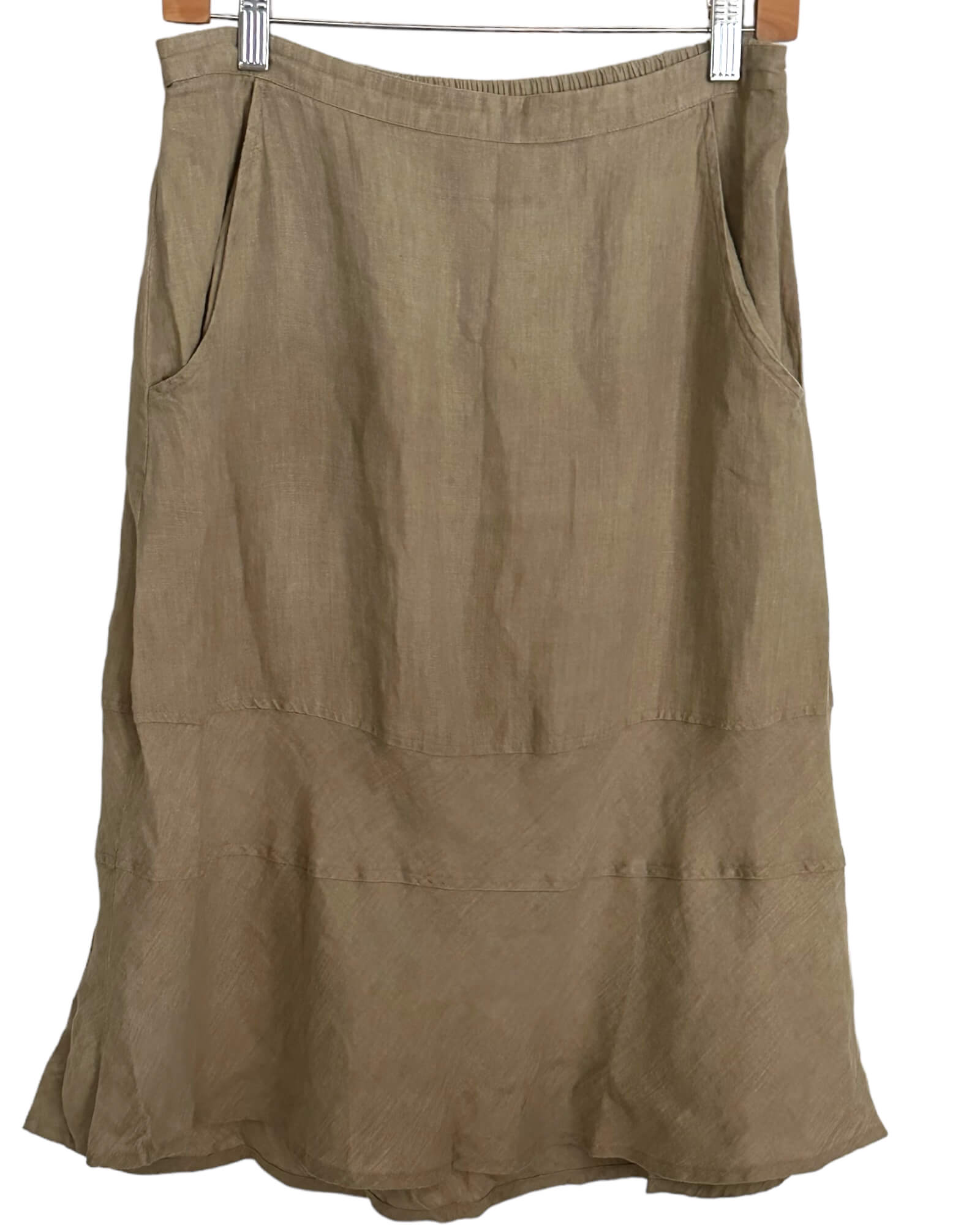 Soft Autumn FLAX sand beige linen midi skirt