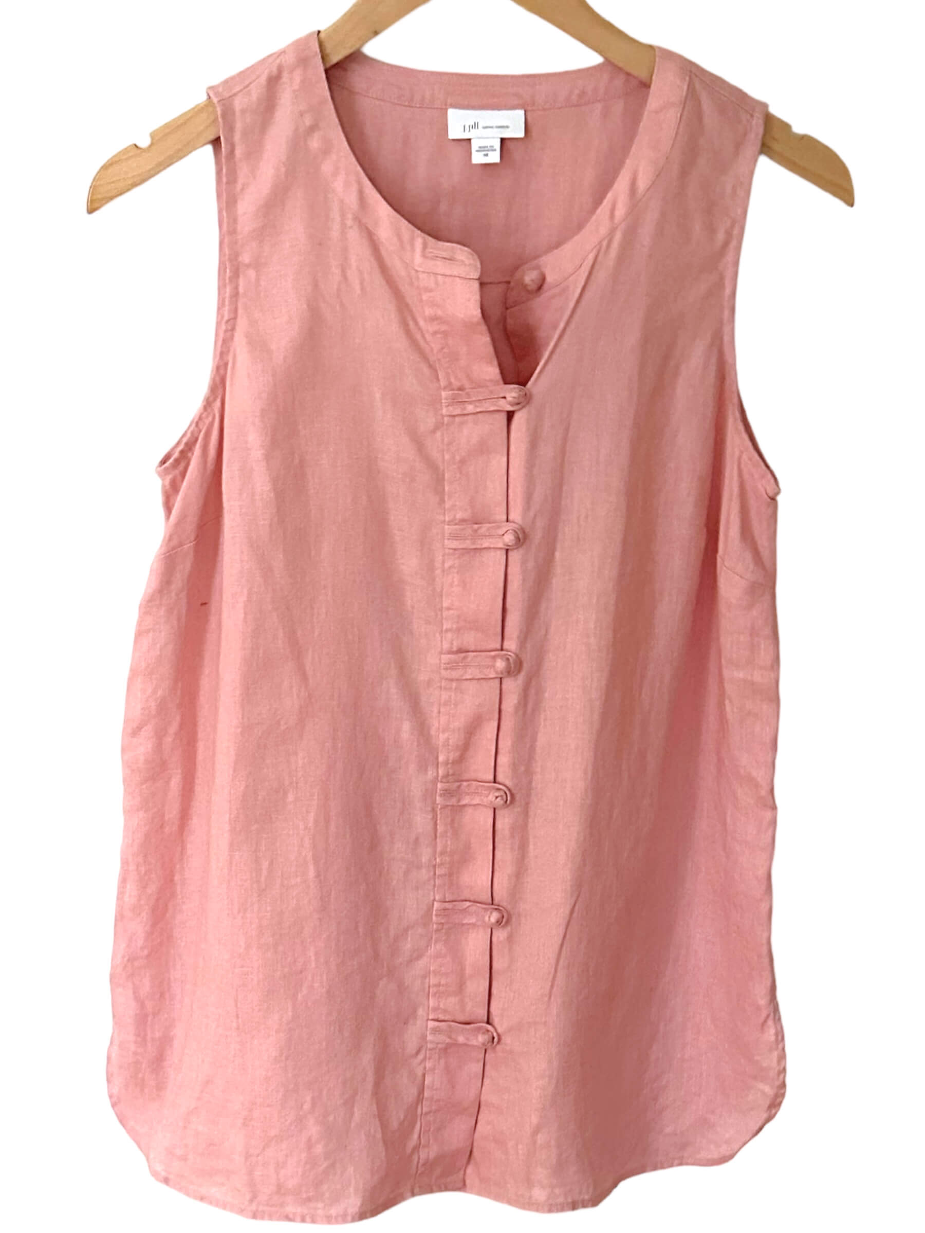 Soft Summer J.Jill pampas pink sleeveless button-up linen top