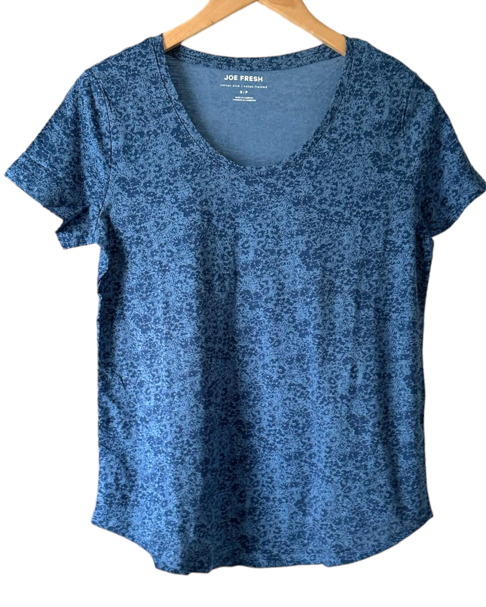 Soft Summer JOE FRESH blue floral slub tee t-shirt