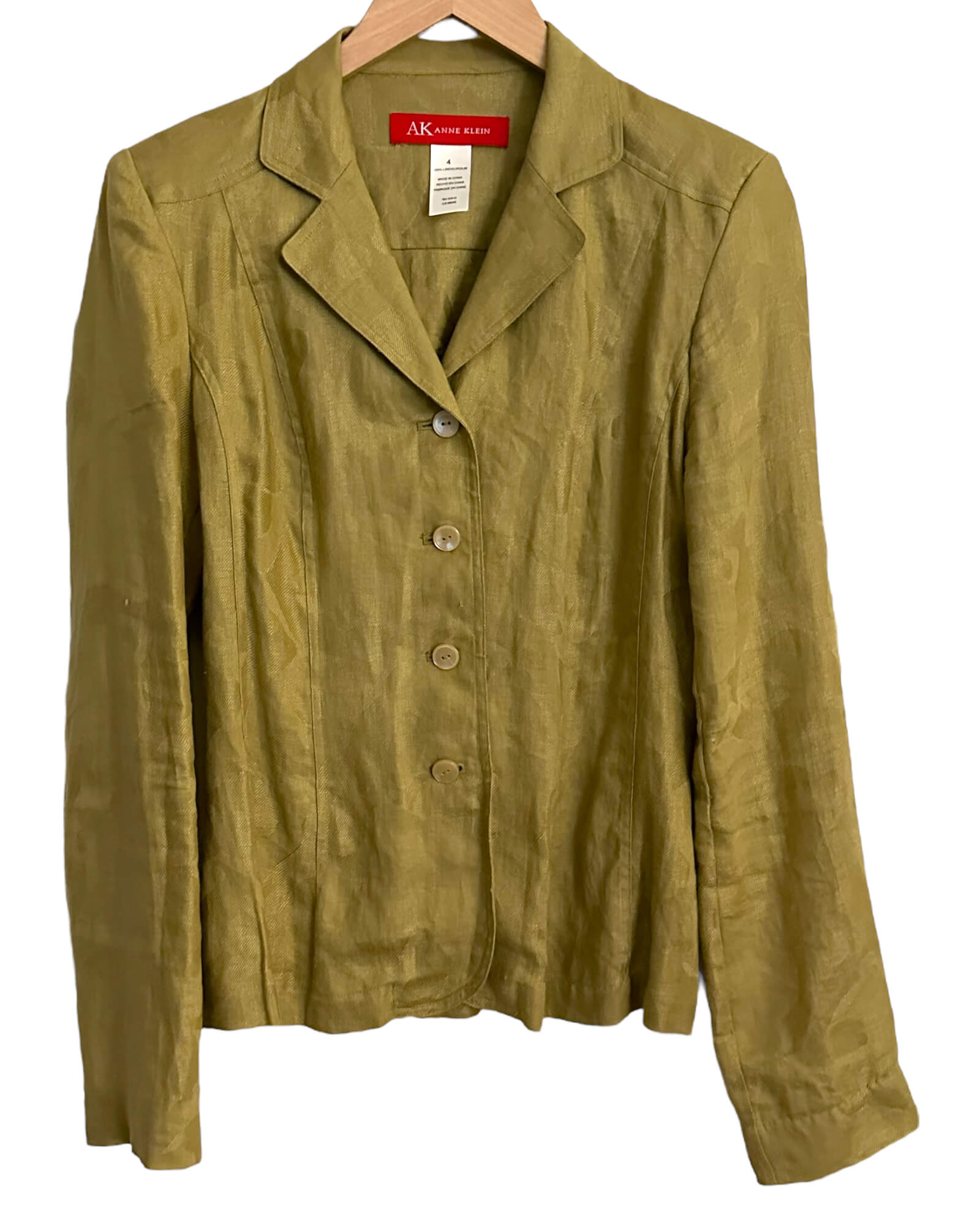 Warm Autumn sandalwood green ANNE KLEIN  brocade jacket