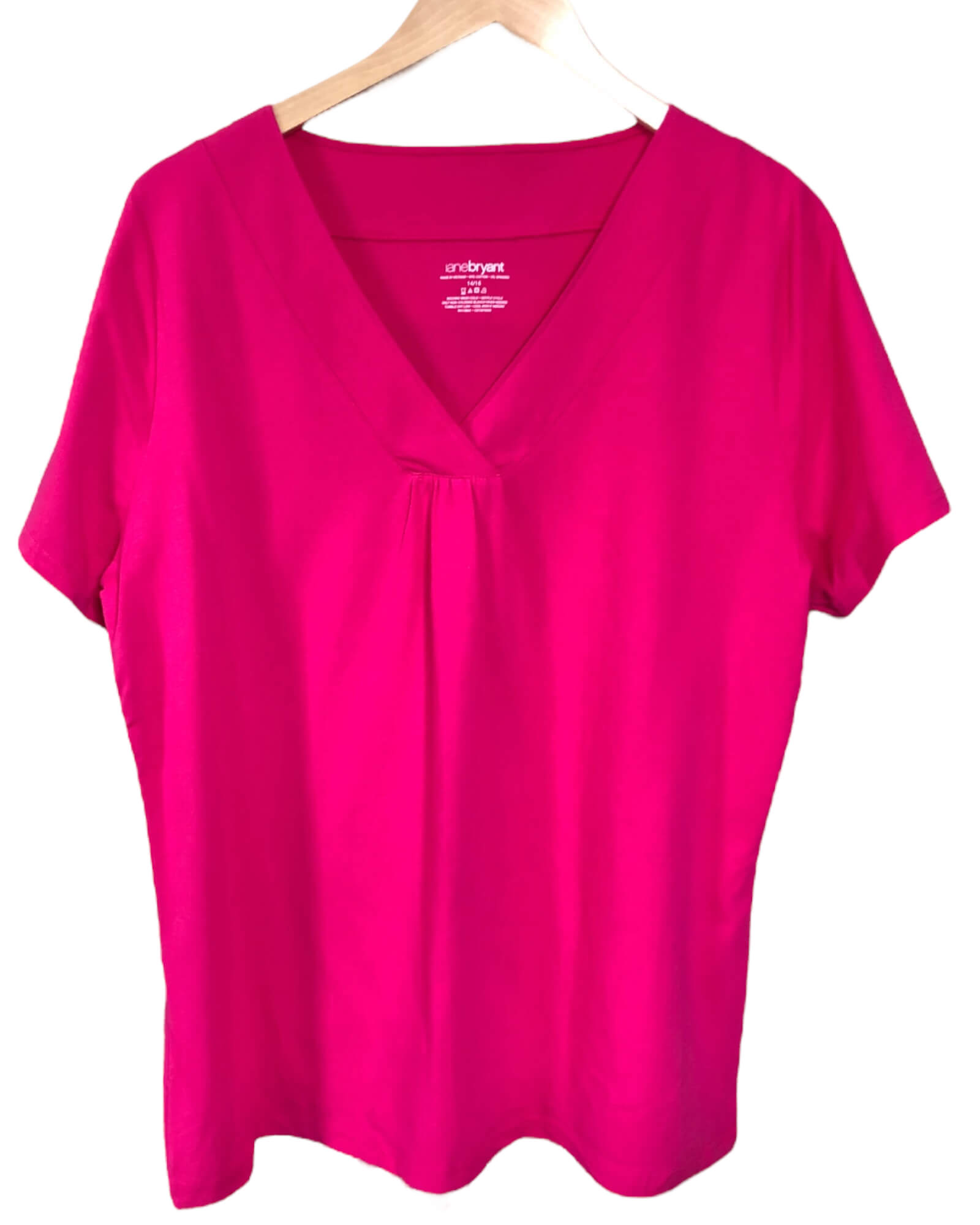 Bright Spring LANE BRYANT pink v-neck tee t-shirt