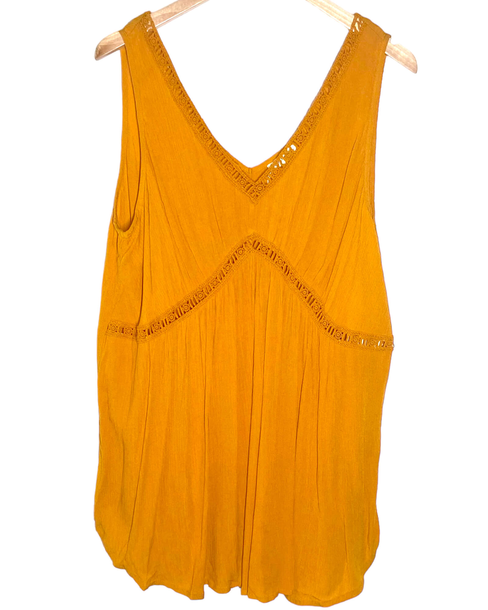  Bright Spring LOVE ON A HANGER gold yellow embroidered lace sleeveless top