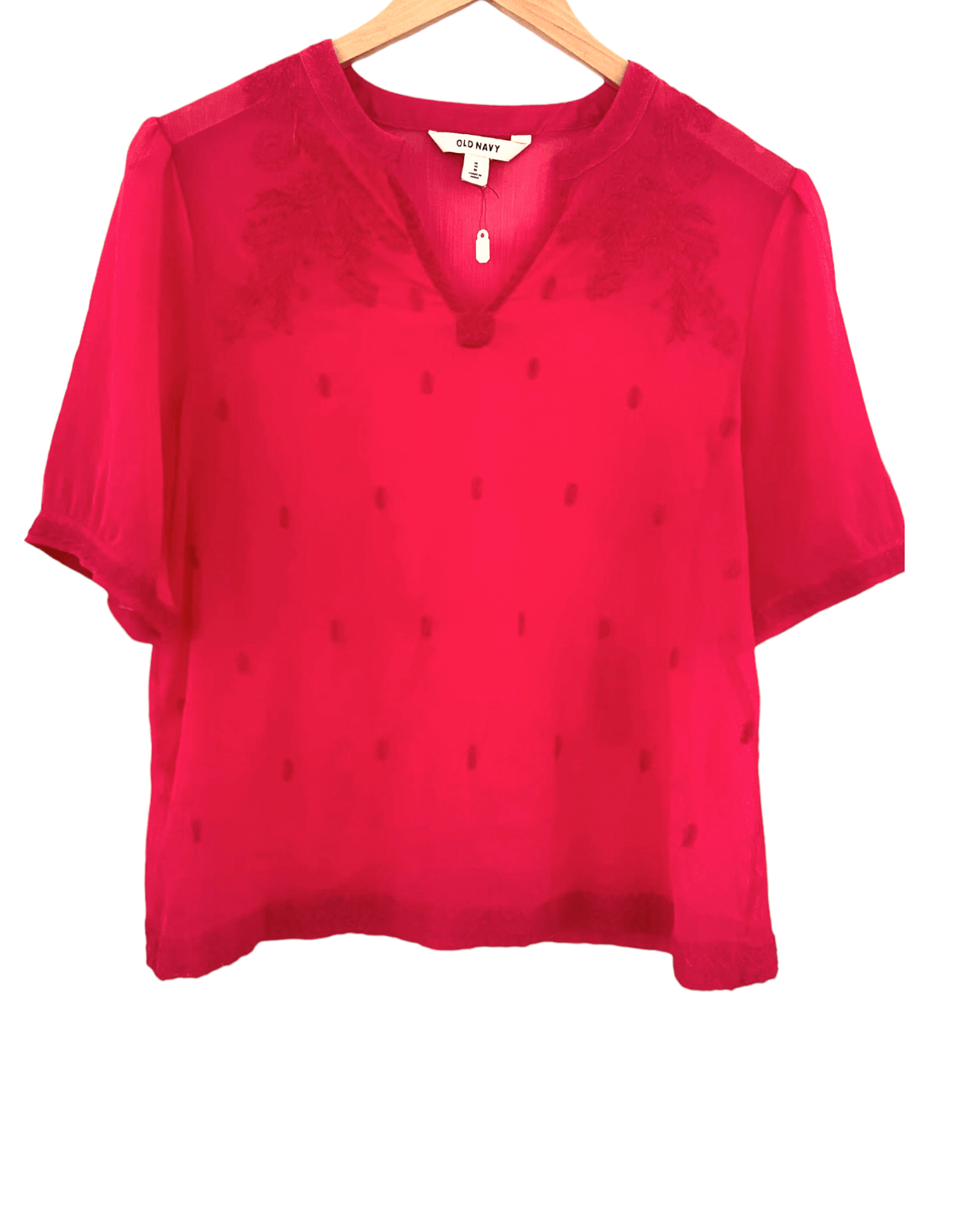 Bright Spring OLD NAVY azalea embroidered top
