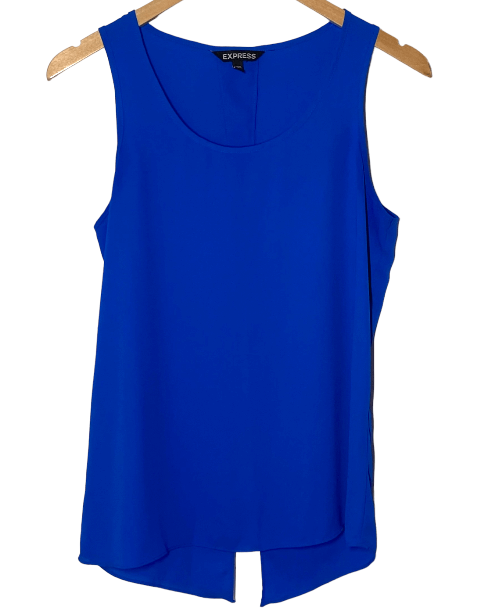 Bright Winter EXPRESS cobalt blue split-back sleeveless top
