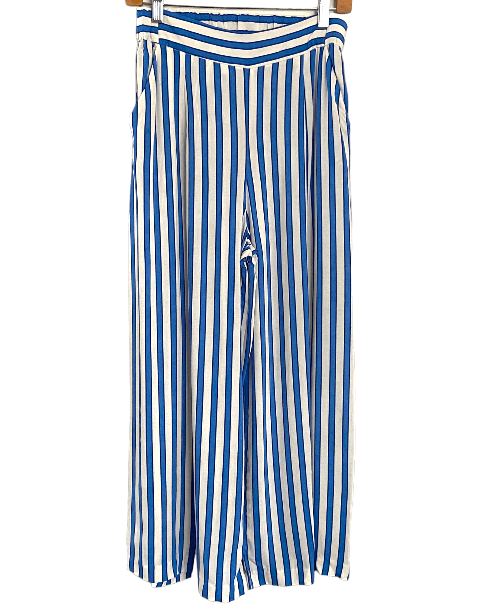 Bright Winter H&M blue and white stripe wide leg pants