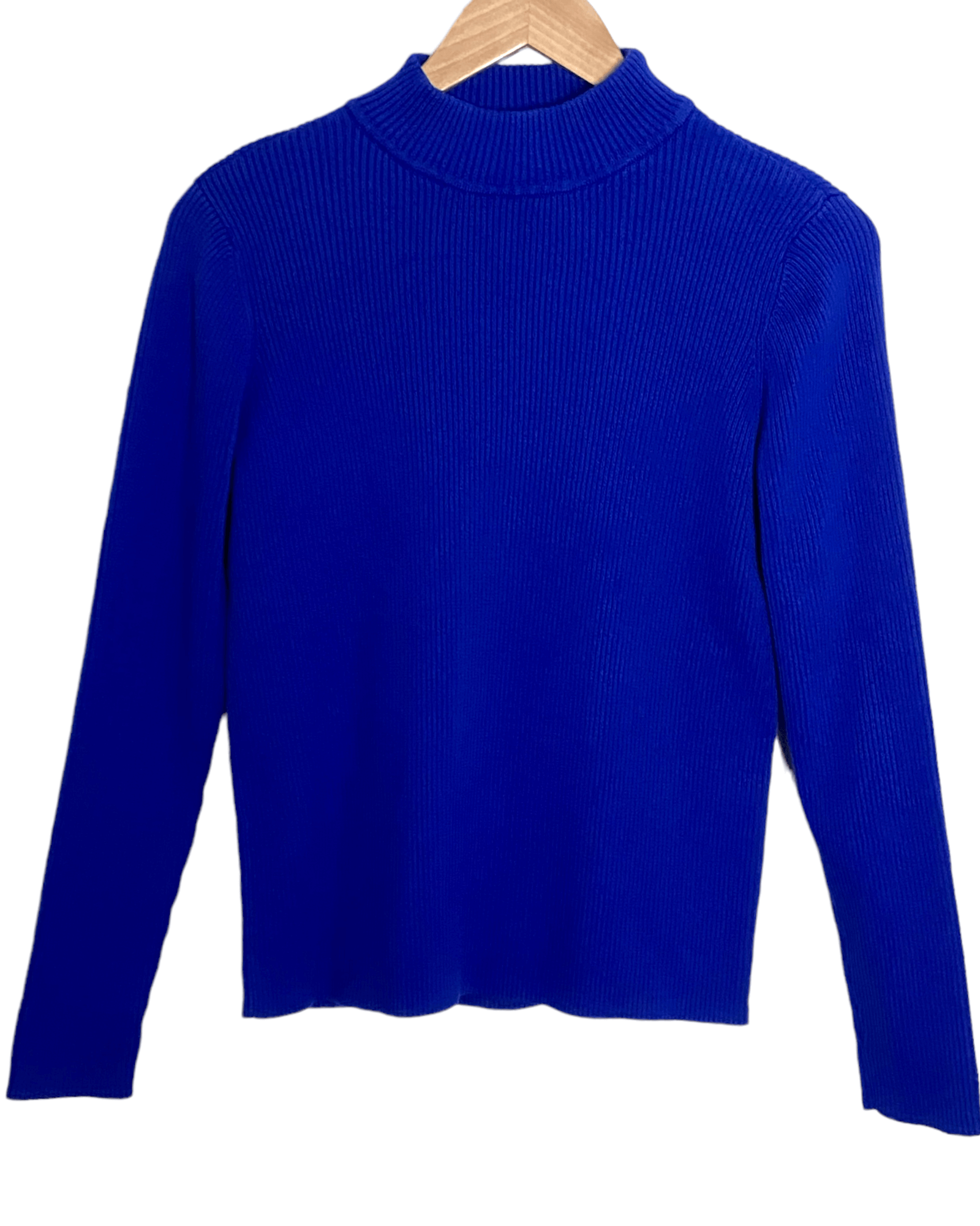 Bright Winter KAREN SCOTT for MACY'S ribbed mock neck cotton knit sweater blue