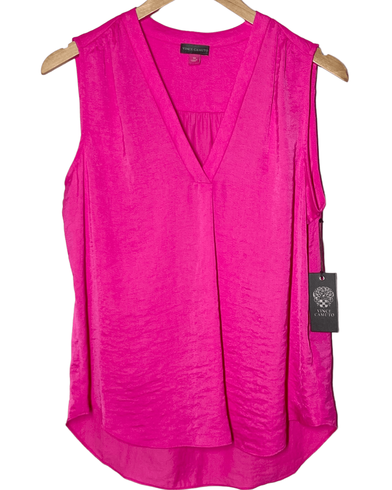 Bright Winter VINCE CAMUTO hot pink rumple satin blouse
