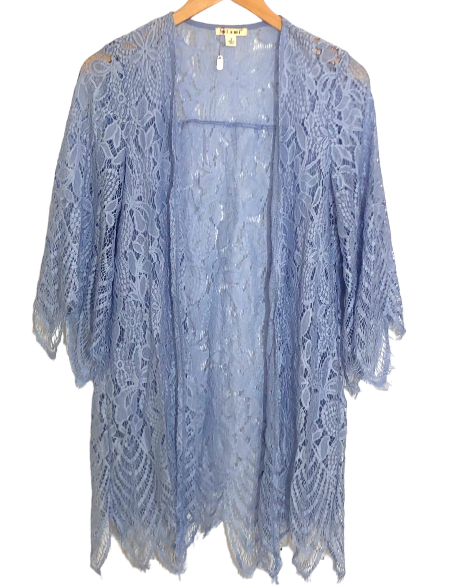 Cool Summer FRANCHESCAS MIAMI blue lace open cardigan 