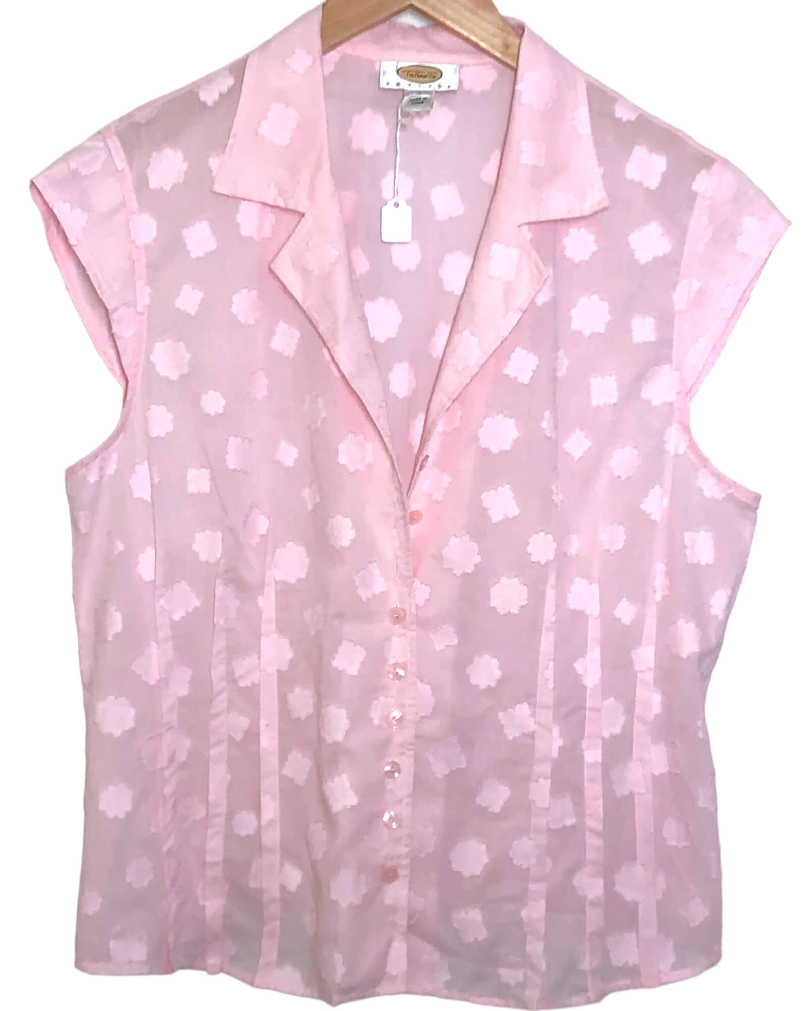 Cool Summer TALBOTS pink semi sheer floral shirt
