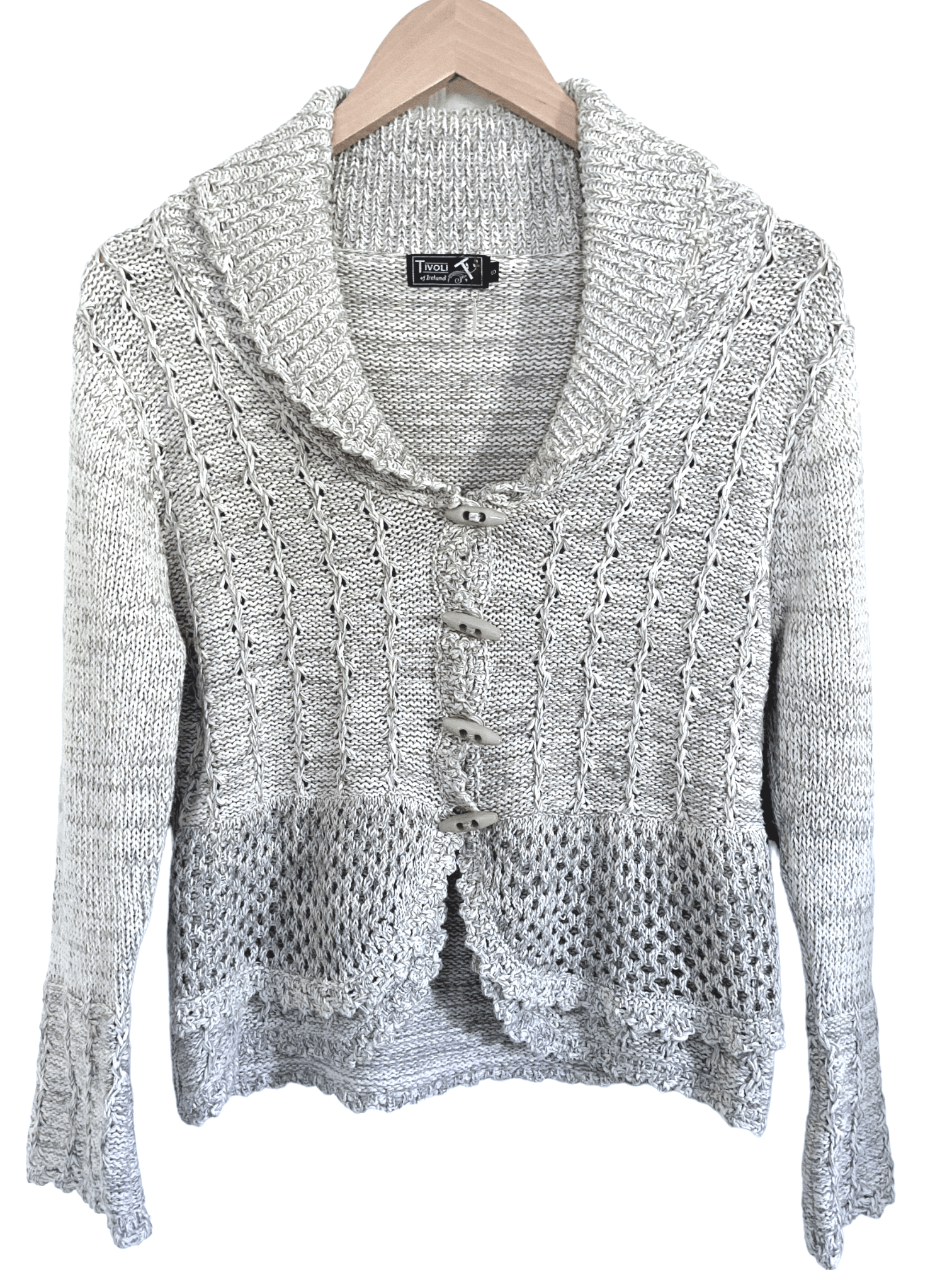 Cool Winter gray marl TIVOLI IRELAND contrast knit sweater jacket