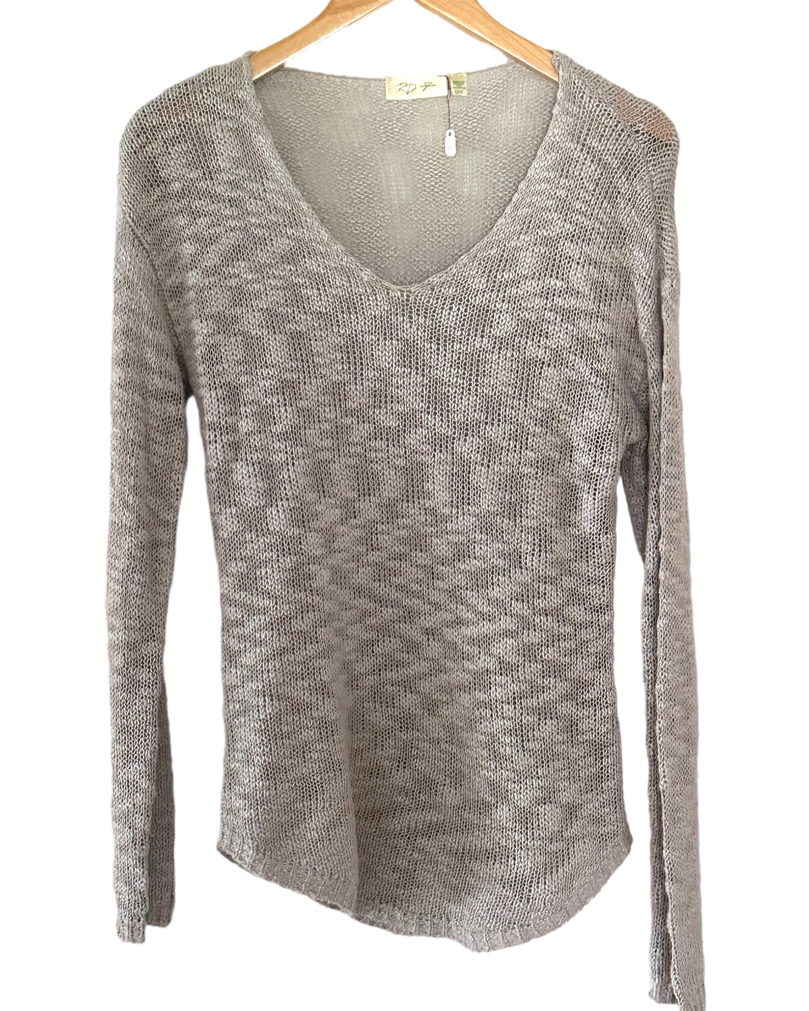 Cool Winter RD STYLE platinum gray open knit sweater