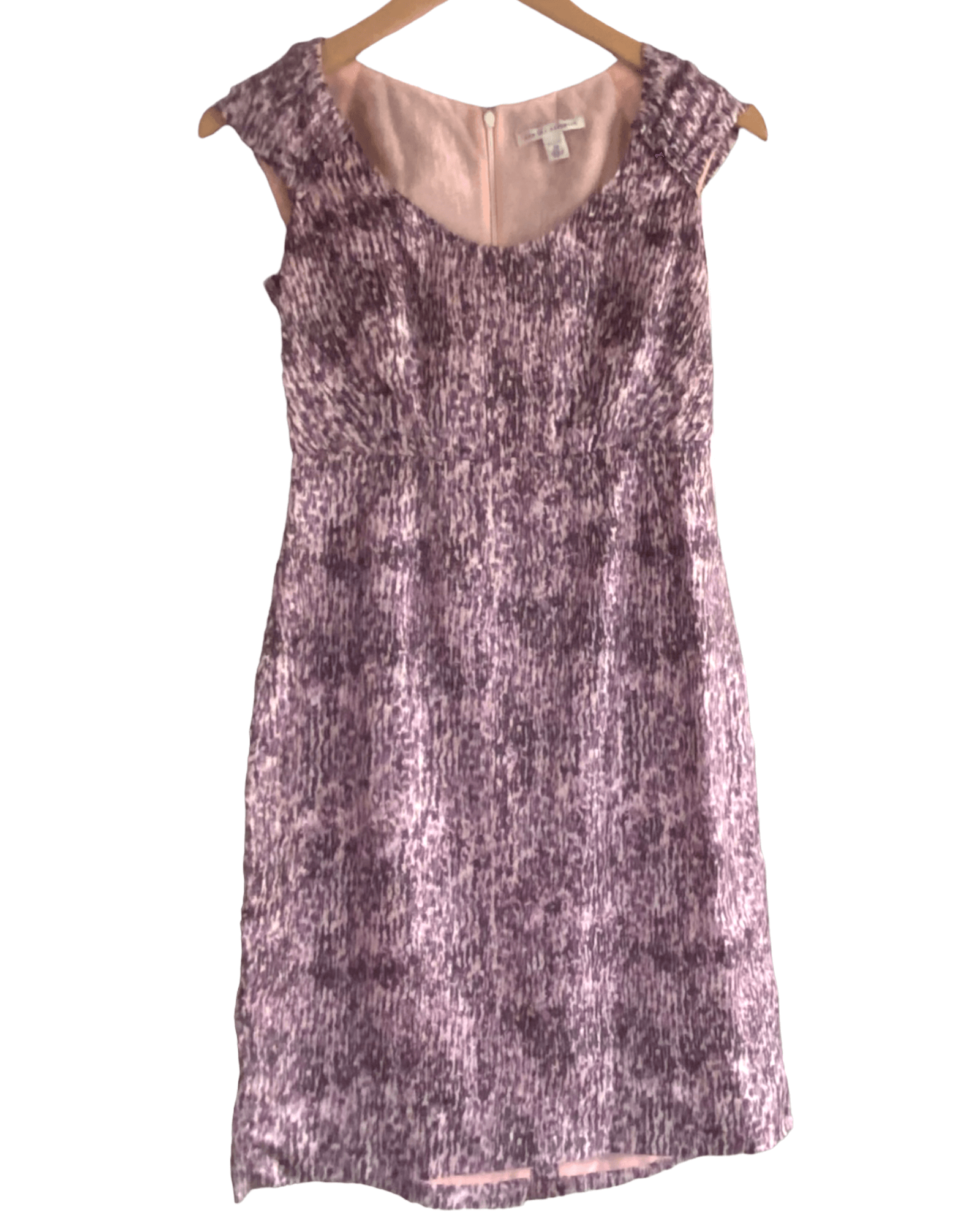 Dark Winter BANANA REPUBLIC pink and gray print sleeveless silk dress