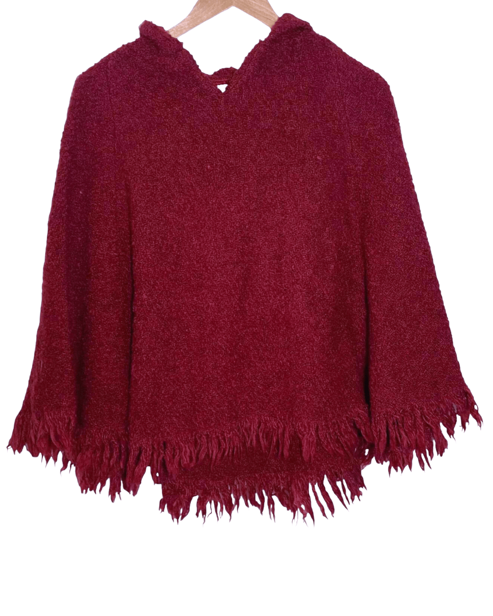 Dark Winter BRANIGAN WEAVERS﻿ burgundy hooded wool cape 