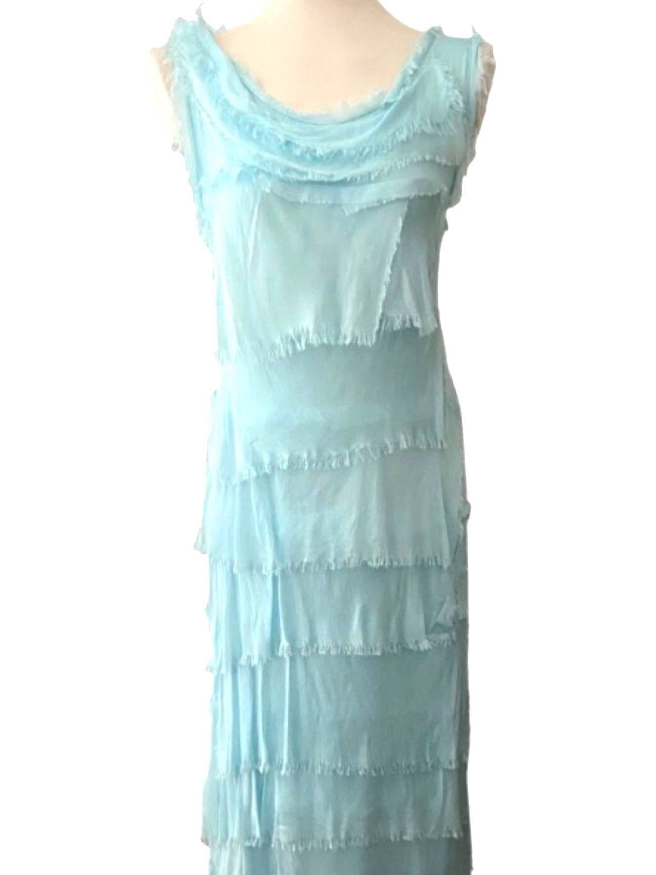 Light Spring aqua tiered maxi dress