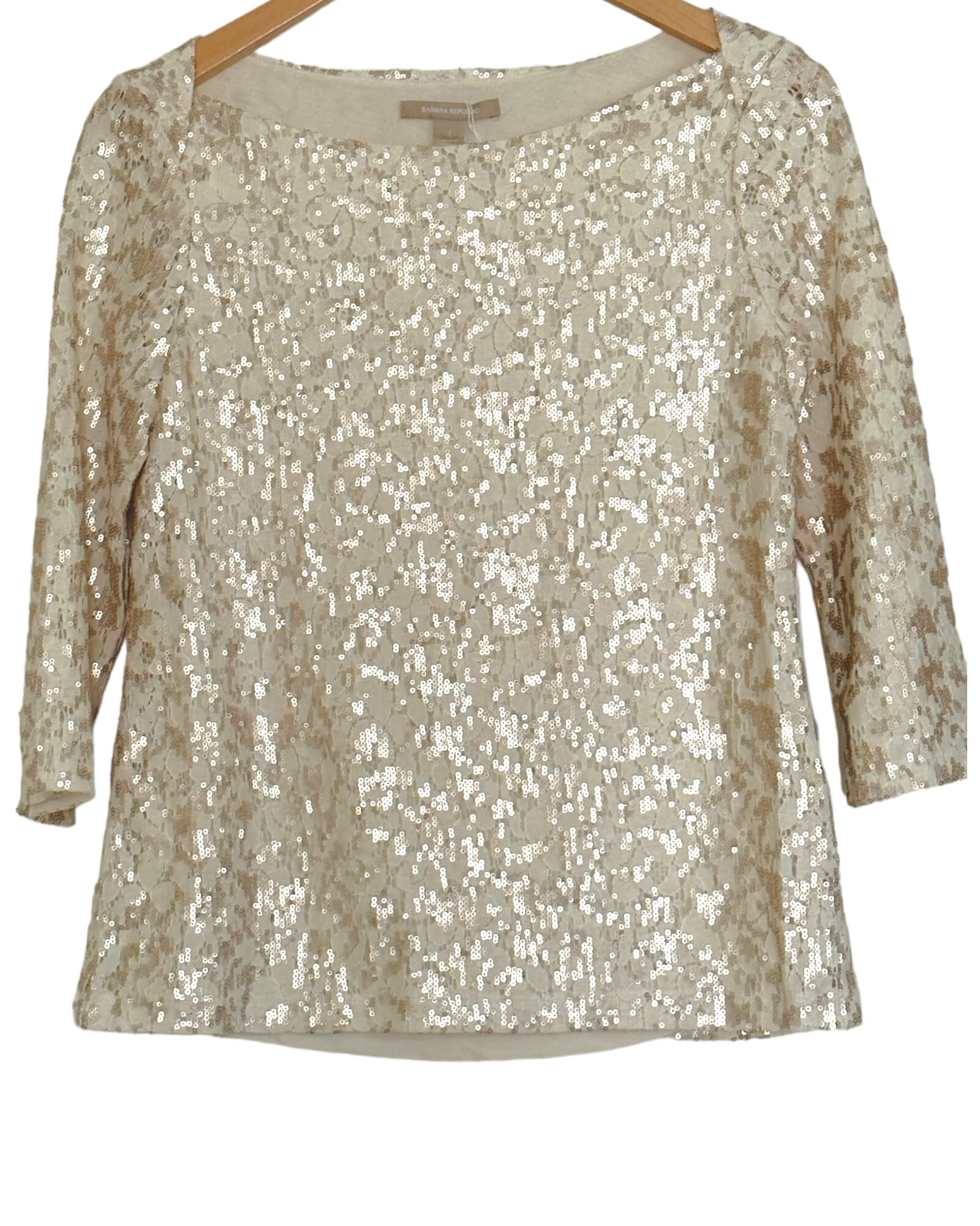 Light Spring BANANA REPUBLIC ivory lace sequin top