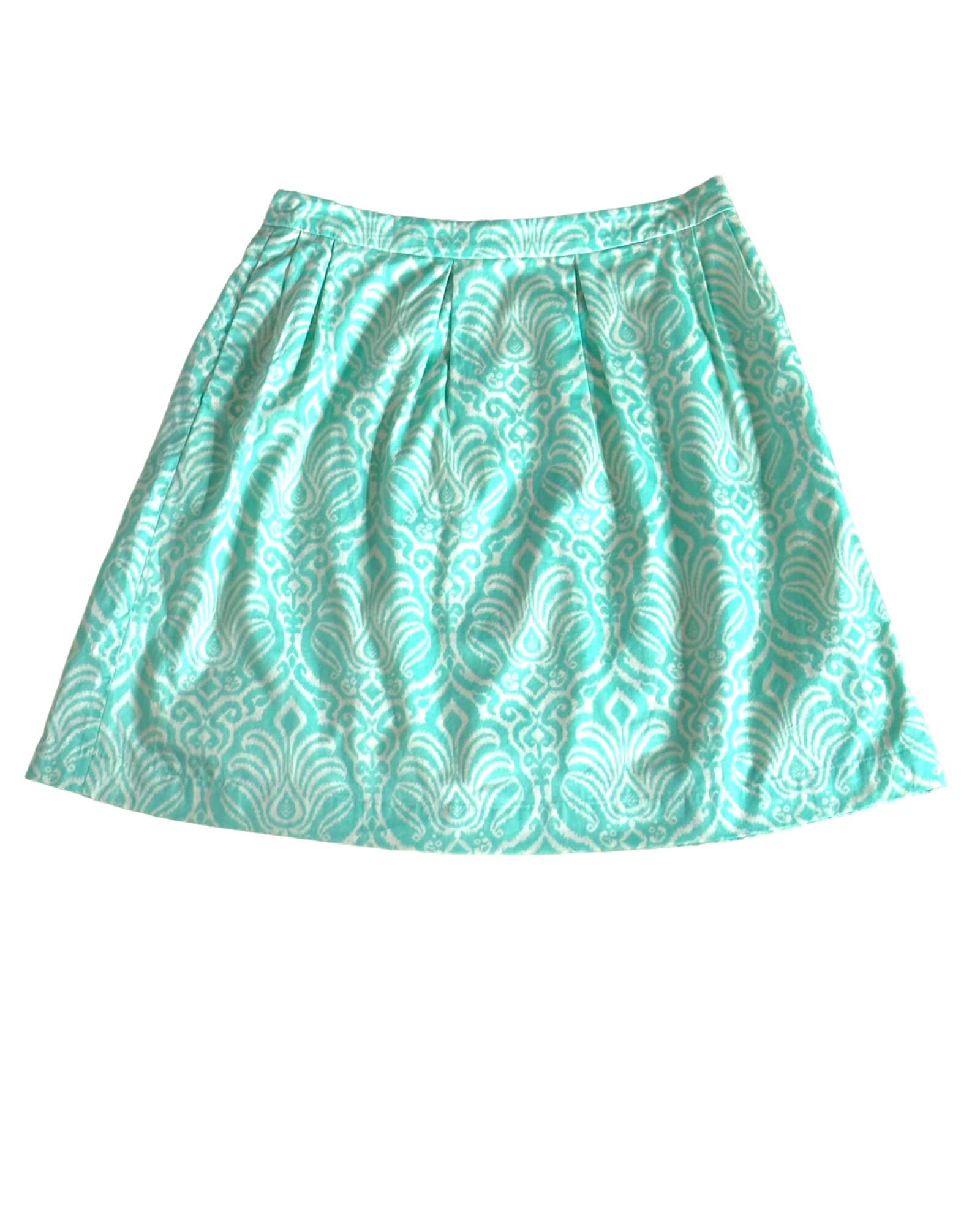 Light Spring GARNET HILL mint green damask print mini skirt