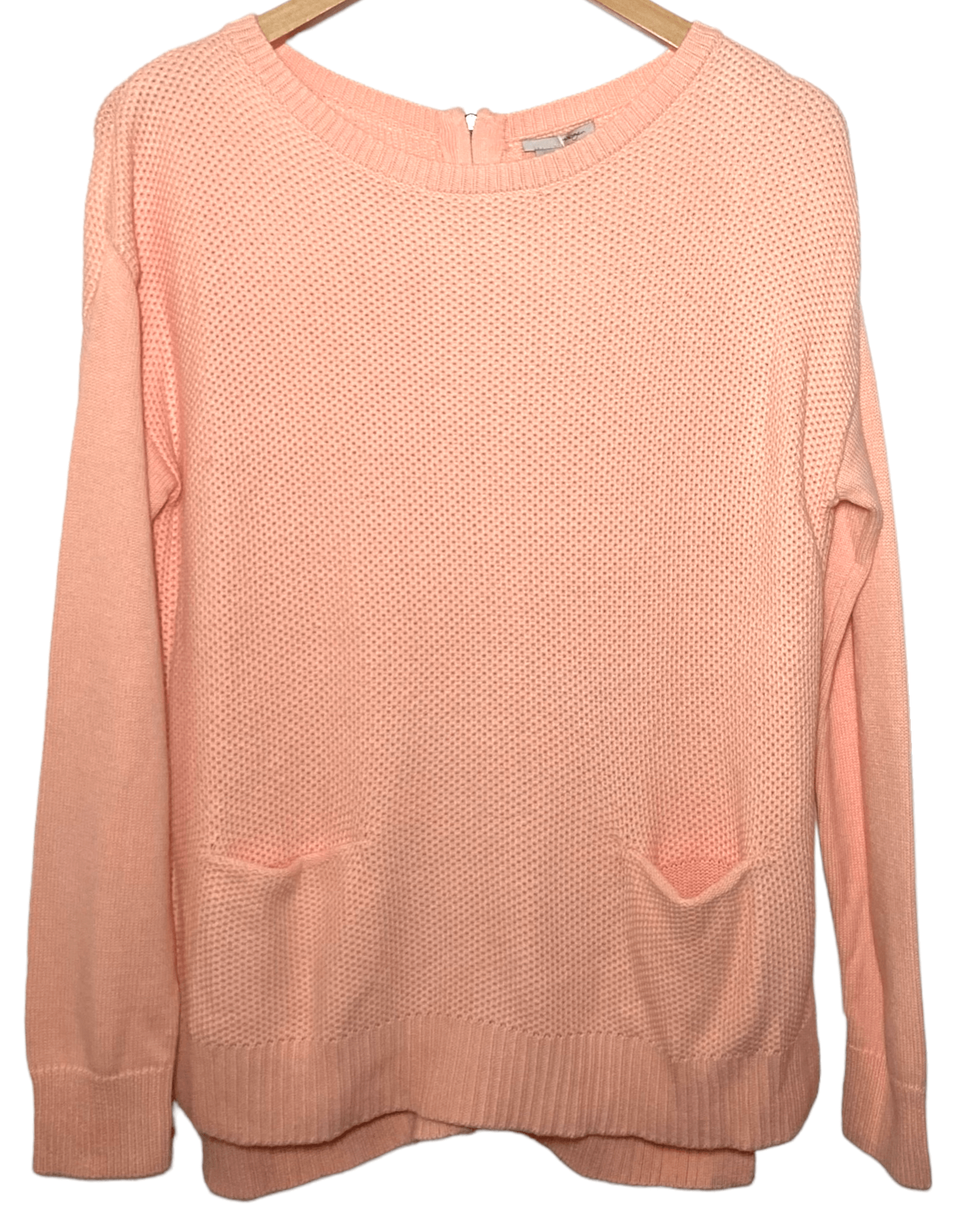 Light Spring Peach Zip-Back Pocket Sweater