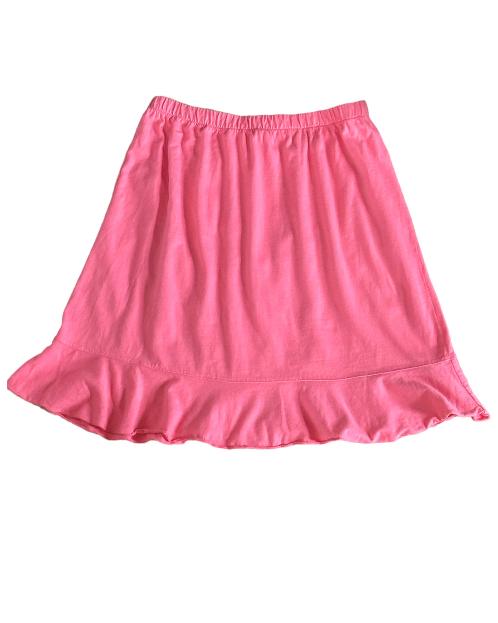 Light Spring I CAN TOO resort wear hibiscus pink knit ruffle skirt