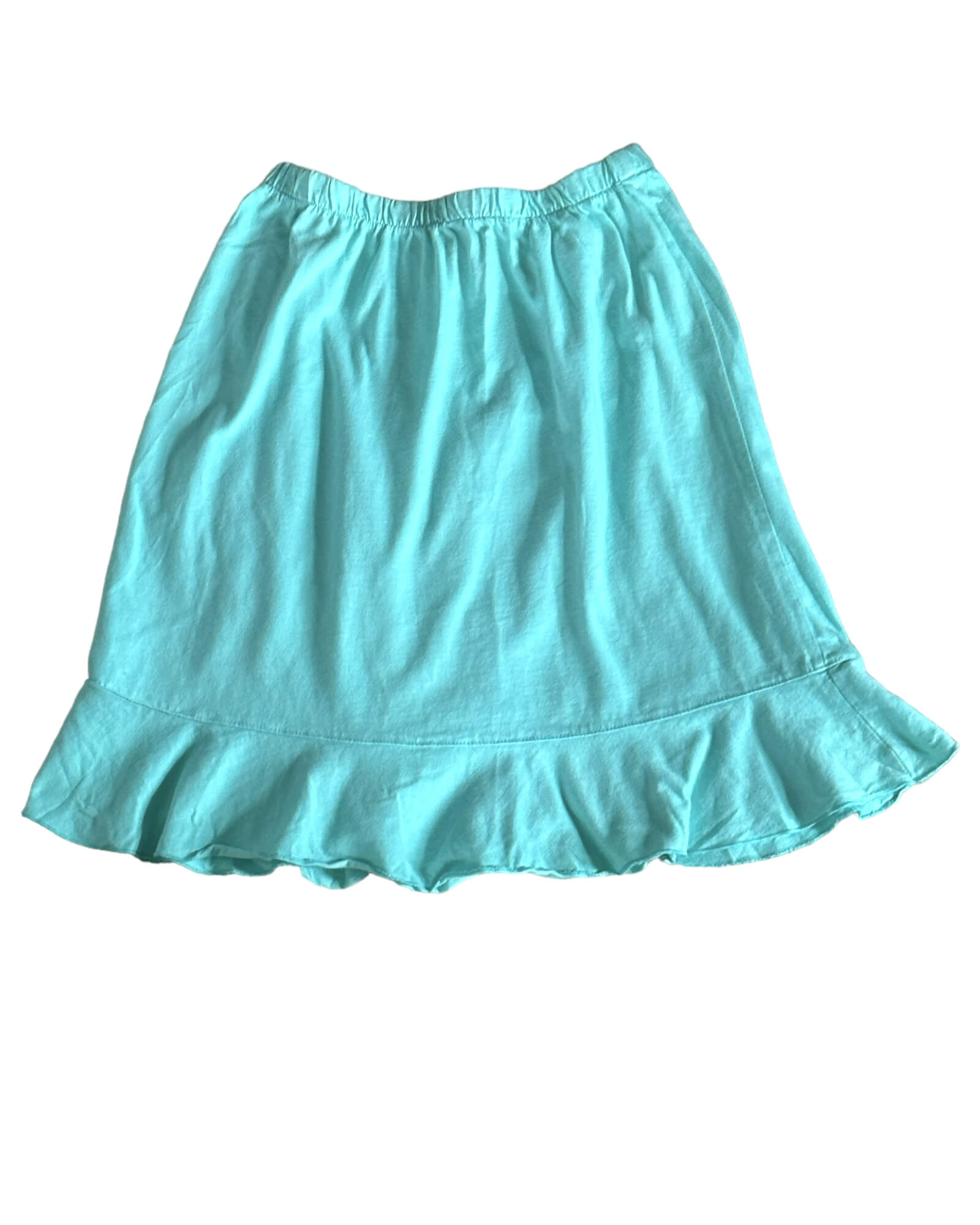 Light Spring I CAN TOO resort wear sea glass blue knit ruffle skirt