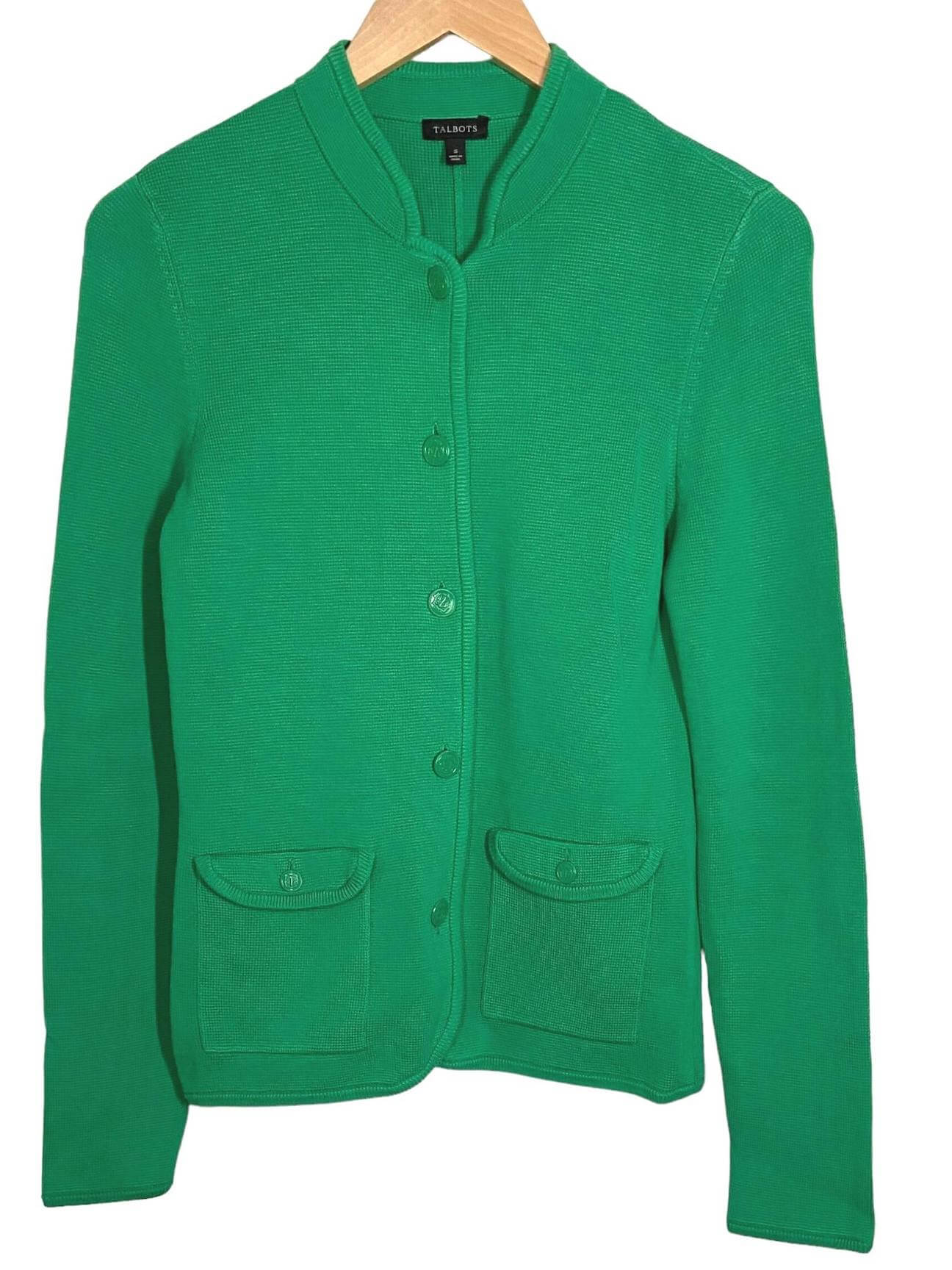 Light Spring TALBOTS parakeet green sweater jacket