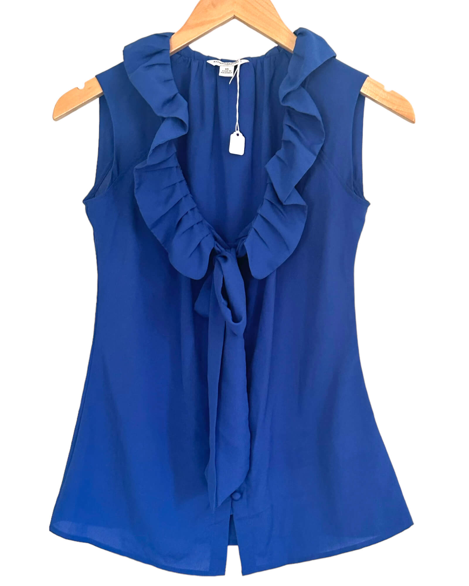 Light Summer BANANA REPUBLIC ink blue ruffle blouse