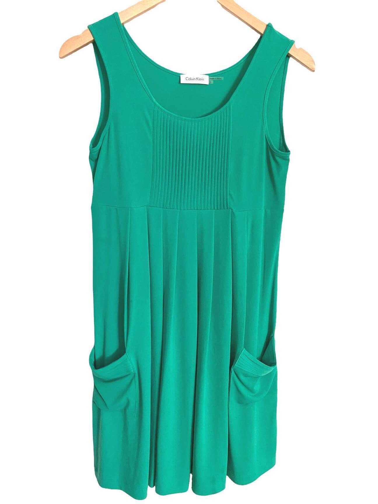 Light Summer Aqua Pleated Knit Dress