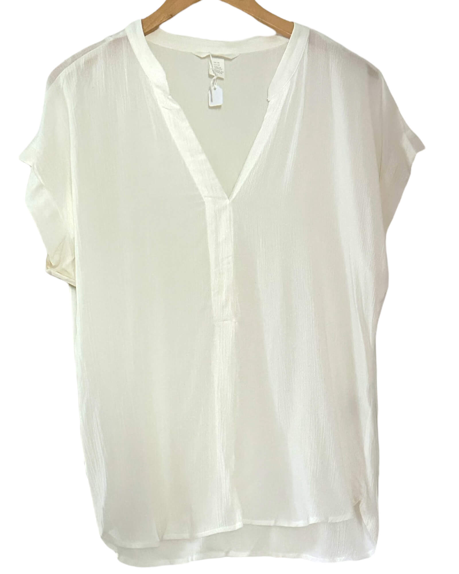Light Summer H&M ivory crinkle v-neck blouse