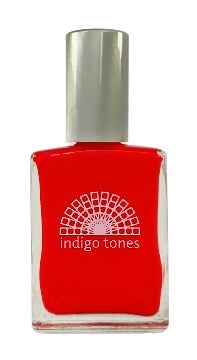 Indigo Tones nail polish bright scarlet red Hot Mama