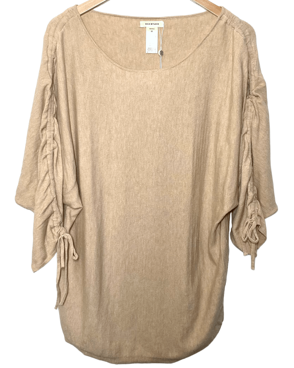 Soft Autumn MAX STUDIO wheat ruched sleeve sweater