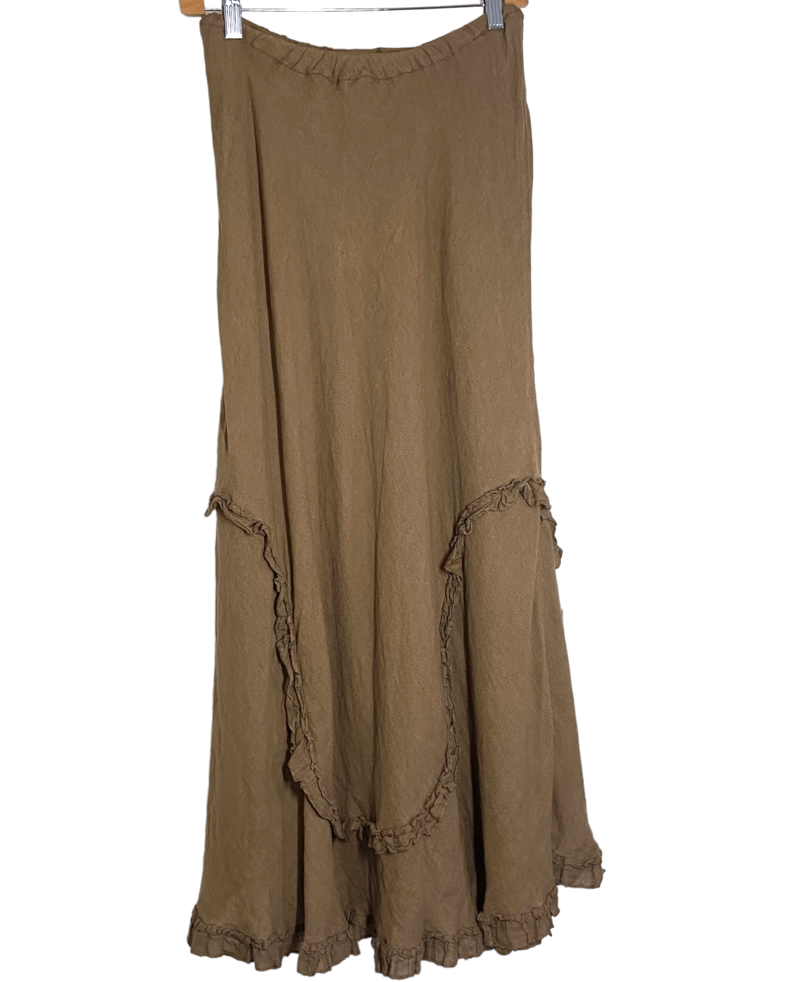 Warm Autumn CP SHADES linen ruffle maxi skirt