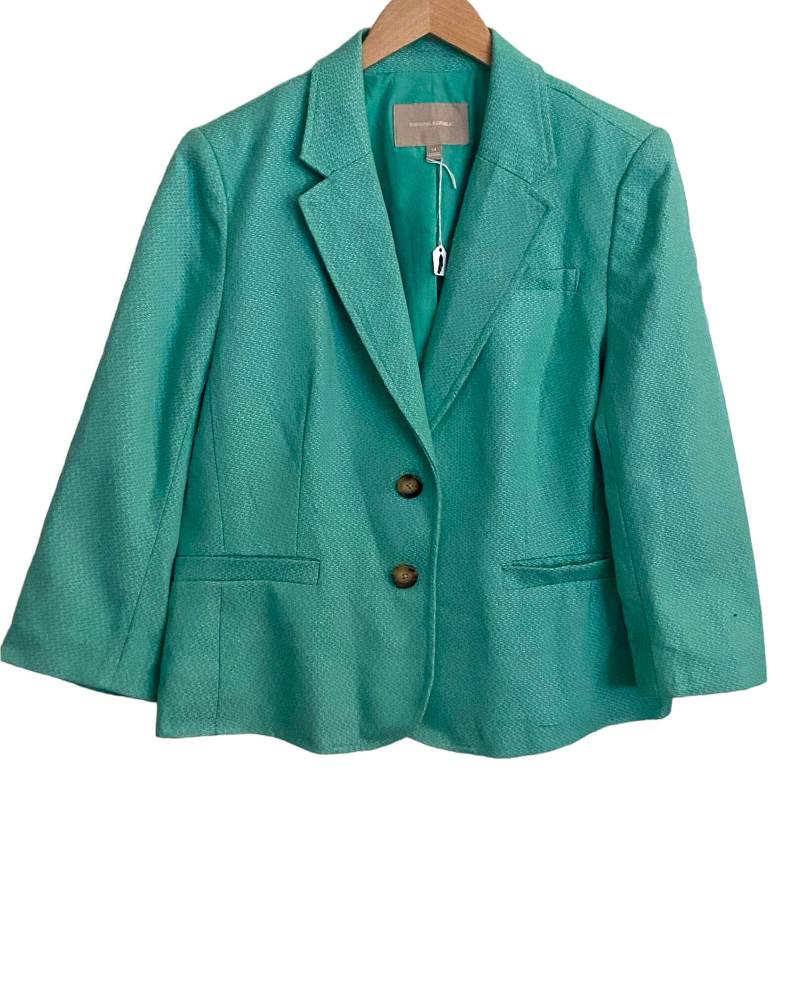 Warm Spring BANANA REPUBLIC lucite green tweed blazer