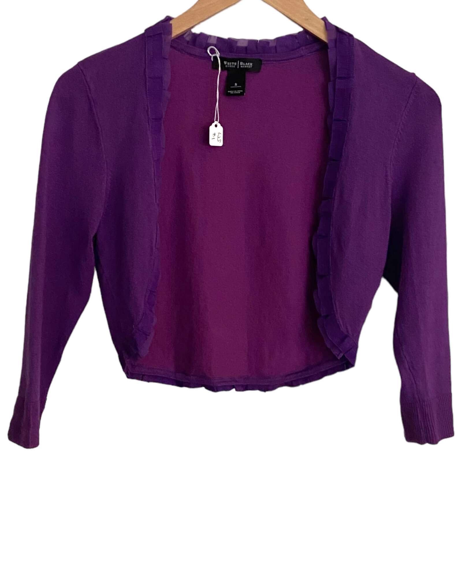 Warm Autumn White House Black Market Grape Purple Bolero Cardigan Sweater