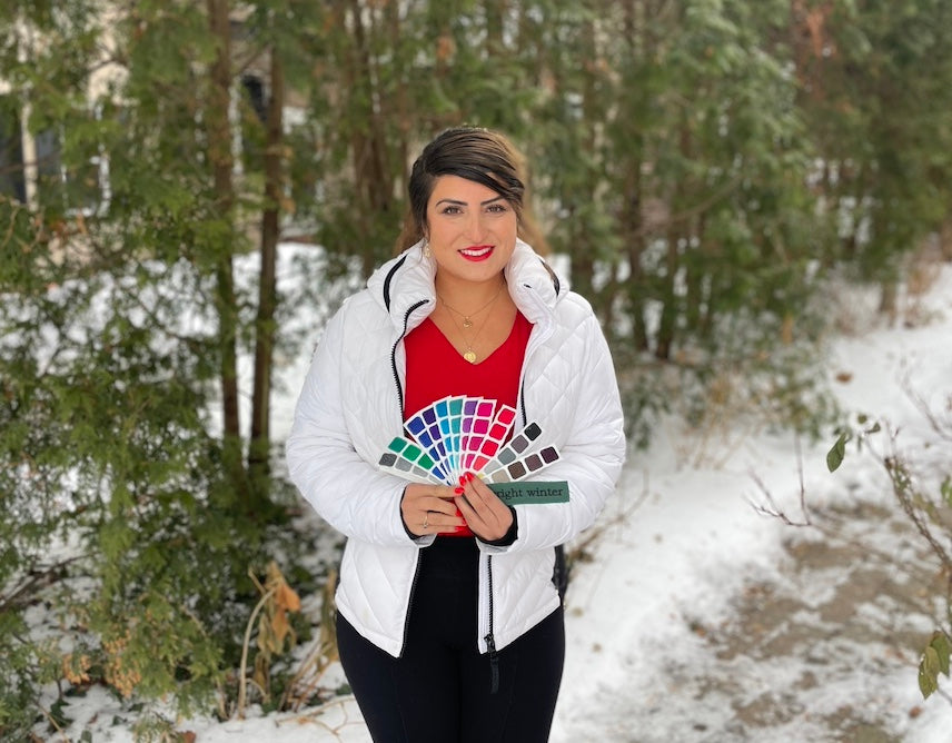 Bright Winter Bianca Calascibetta with her swatch book