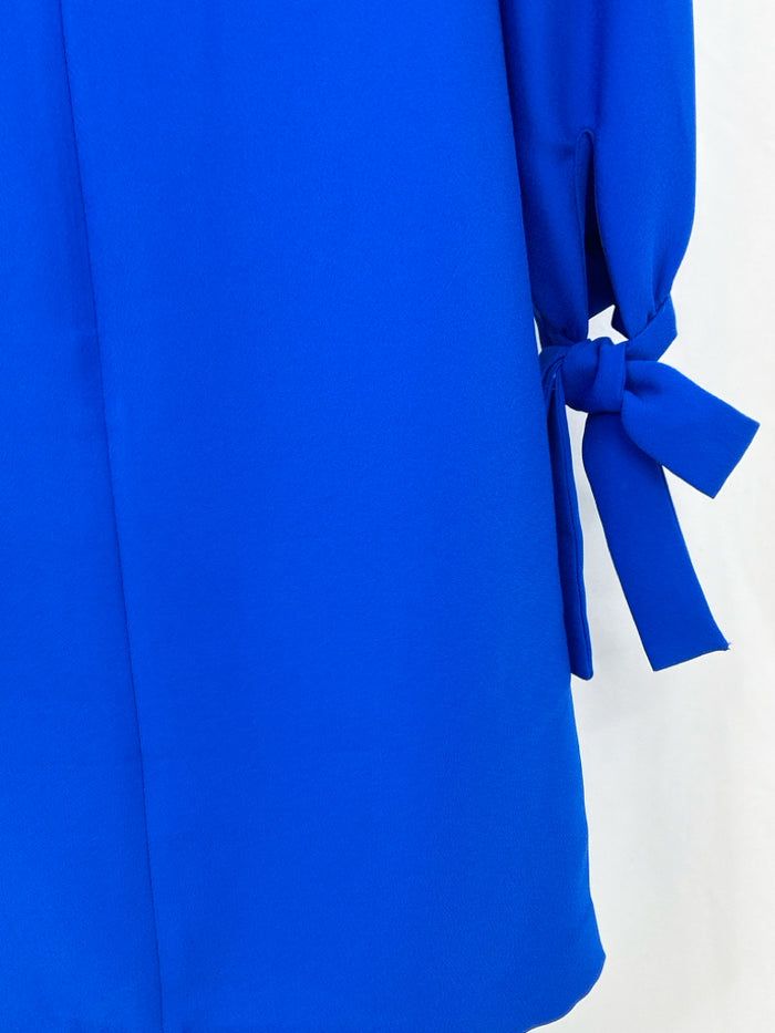 Bright Winter blue BANANA REPUBLIC bow cuff dress