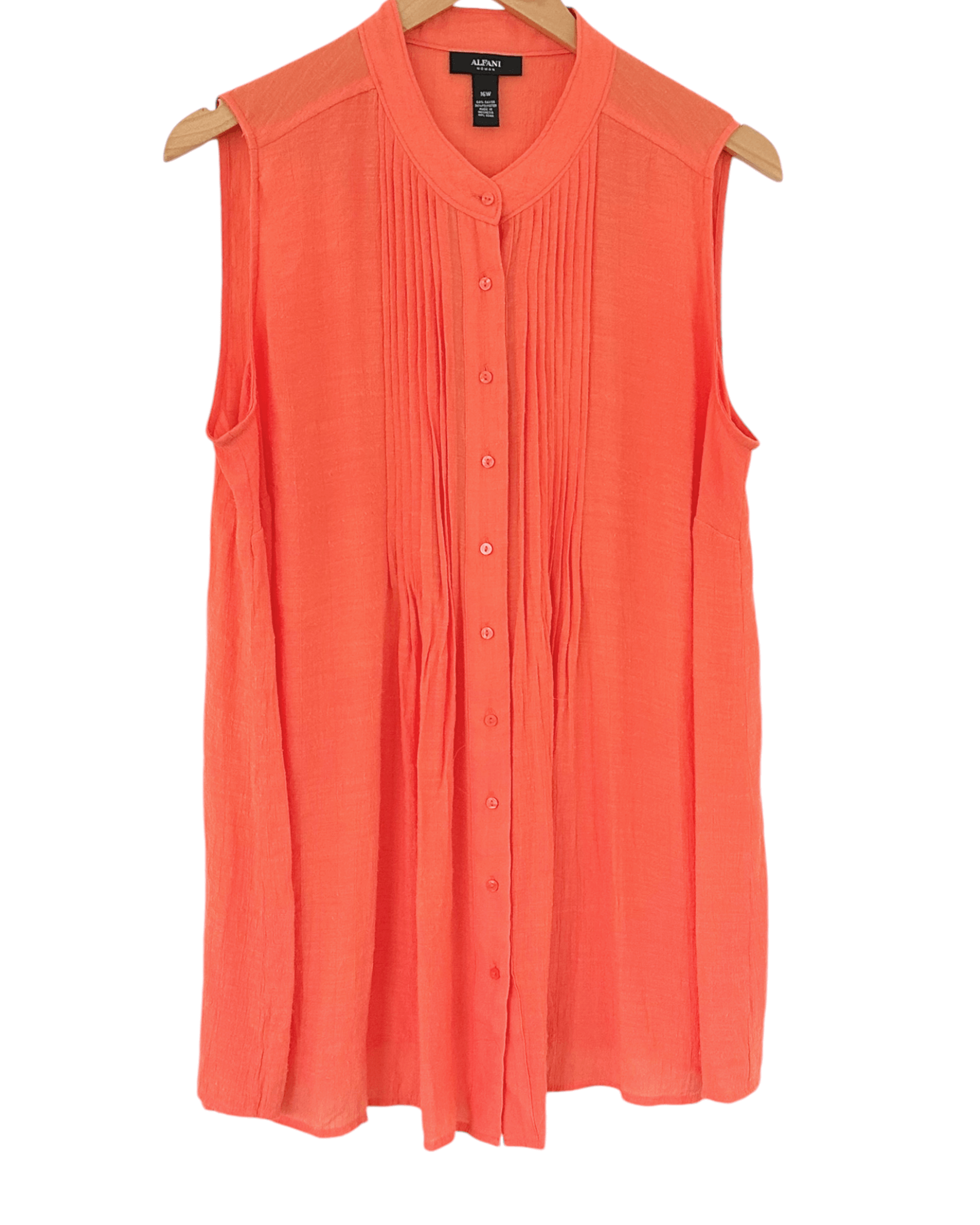 Bright Spring AFANI tangerine sleeveless pintuck tunic