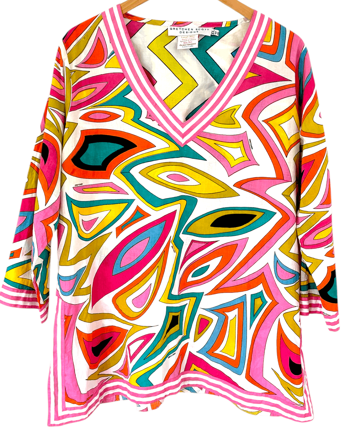 Bright Spring GRETCHEN SCOTT bits 'n pieces print v-neck tunic