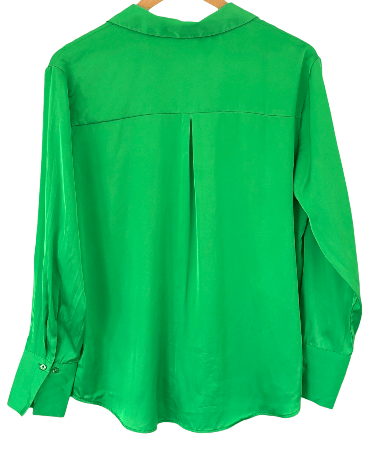 Bright Spring MAISON D'AMELIE PARIS parakeet green silky button up blouse