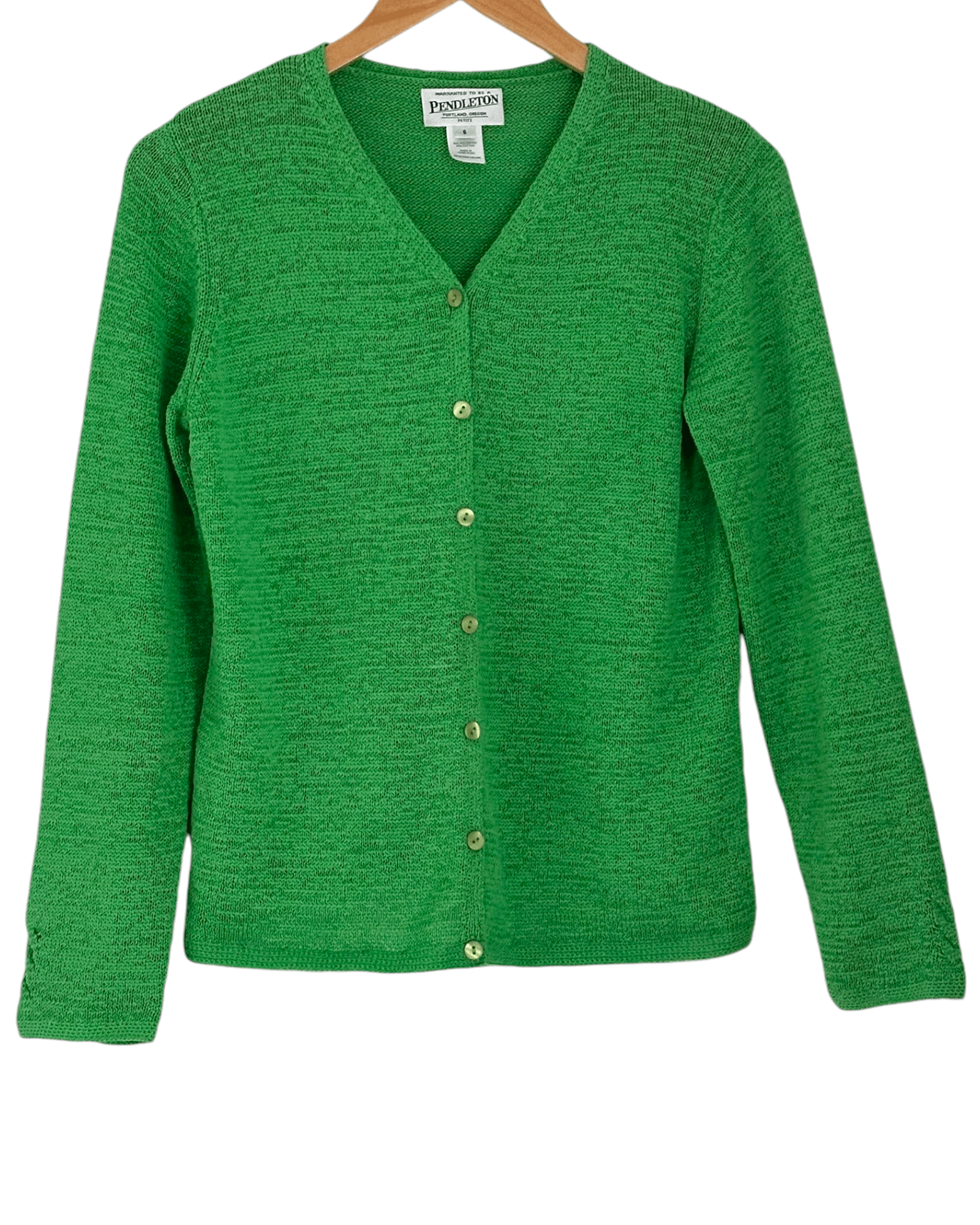 Bright Spring PENDLETON katydid green cardigan sweater