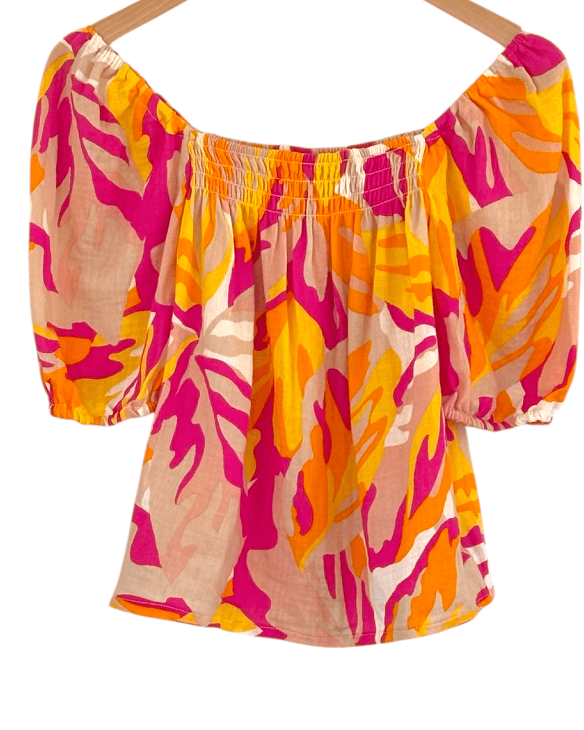 Bright Spring SANCTUARY splash print puff sleeve blouse
