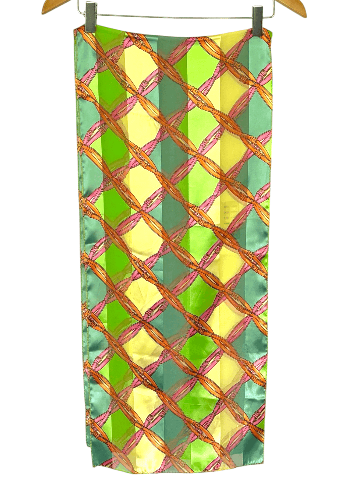 Bright Spring semi-sheer belt print scarf