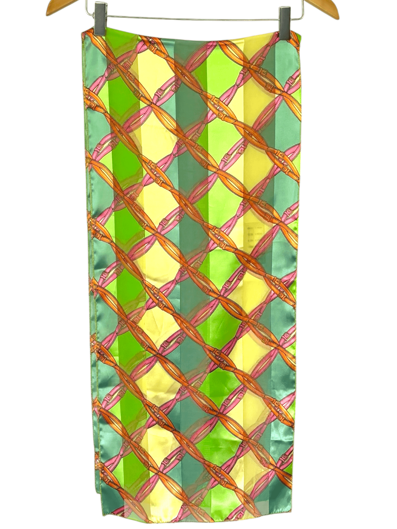 Bright Spring semi-sheer belt print scarf