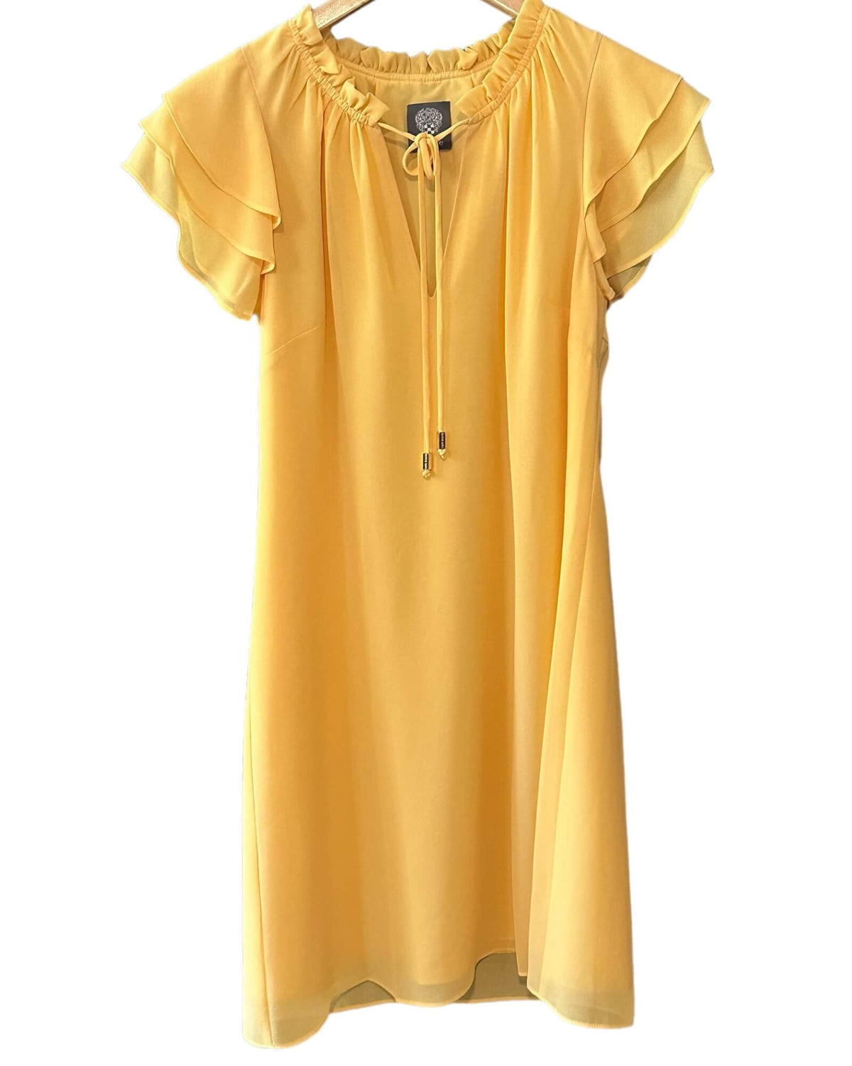 Bright Spring VINCE CAMUTO apricot tie front ruffle sleeve dress