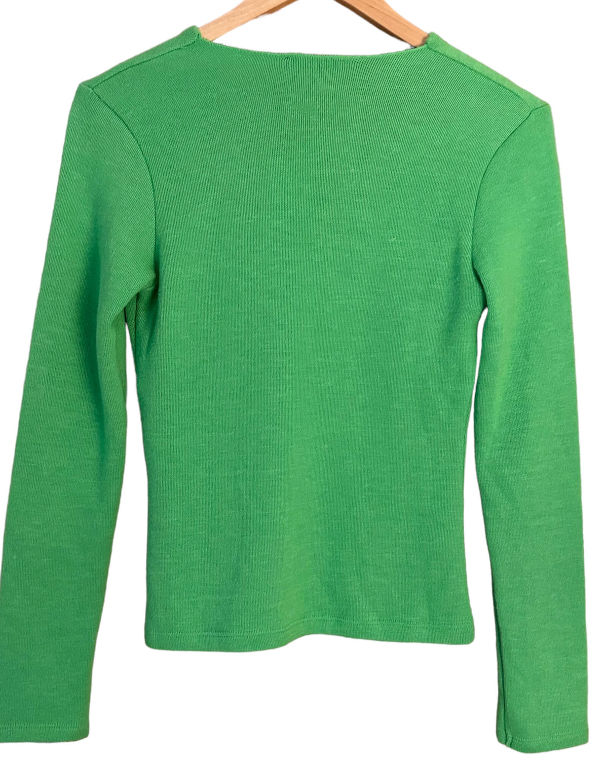 Bright Spring ZARA apple green twist front knit top