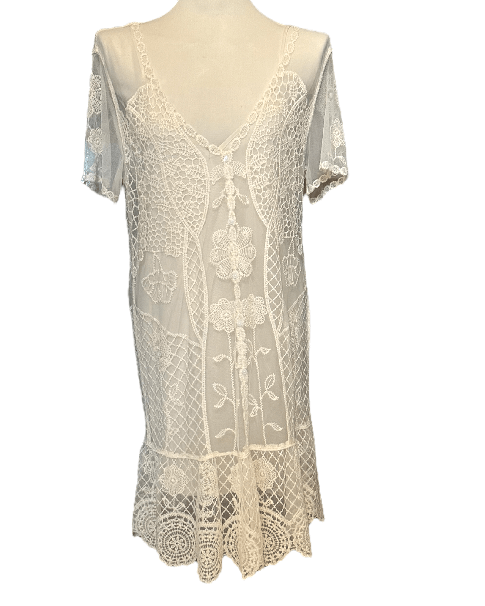 Bright Spring ZARA ivory lace cottage dress