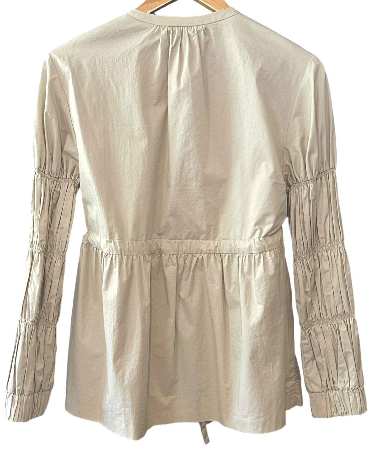 Bright Spring ZARA puff sleeve sand beige jacket