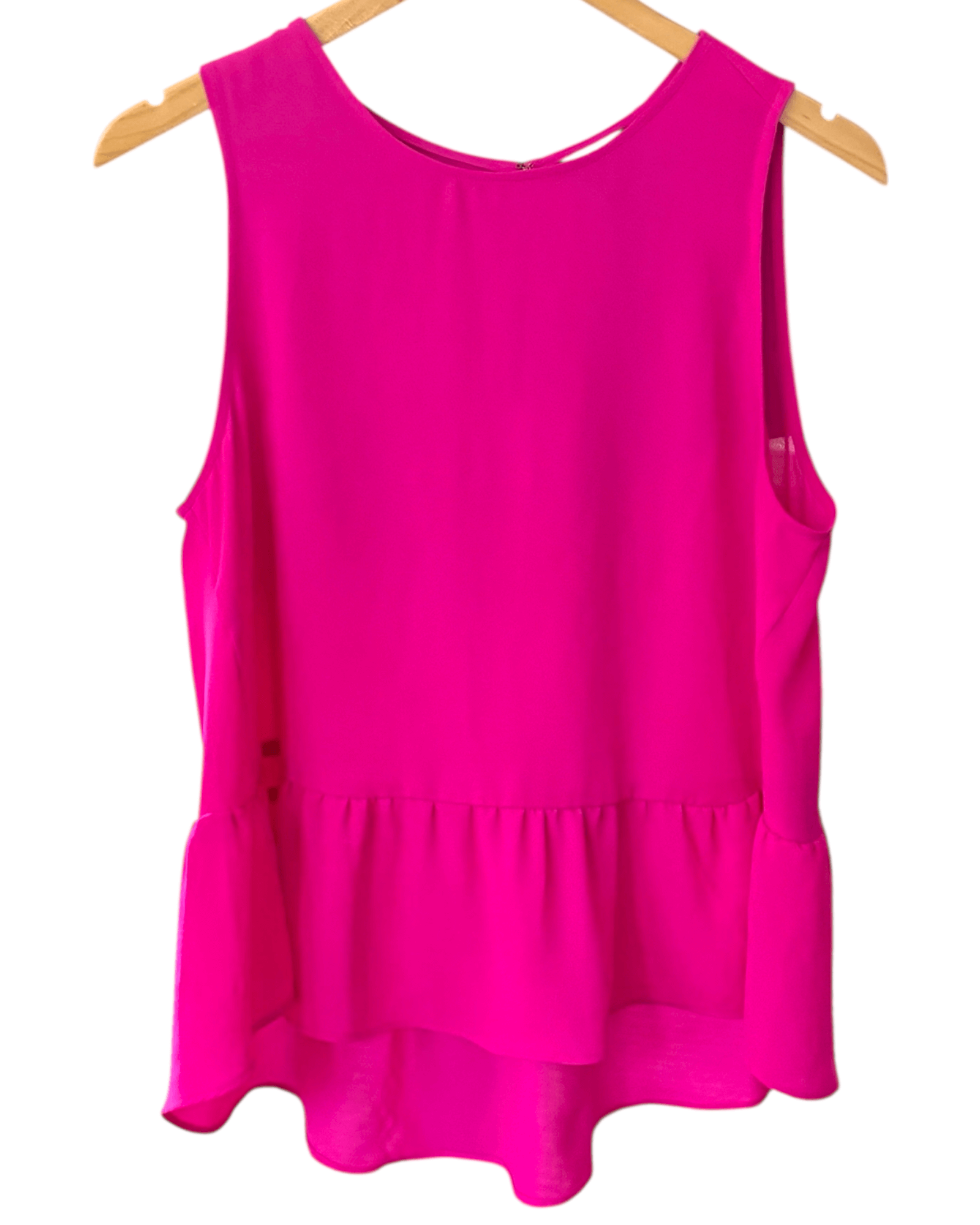 Bright Winter BANANA REPUBLIC venom pink sleeveless peplum blouse